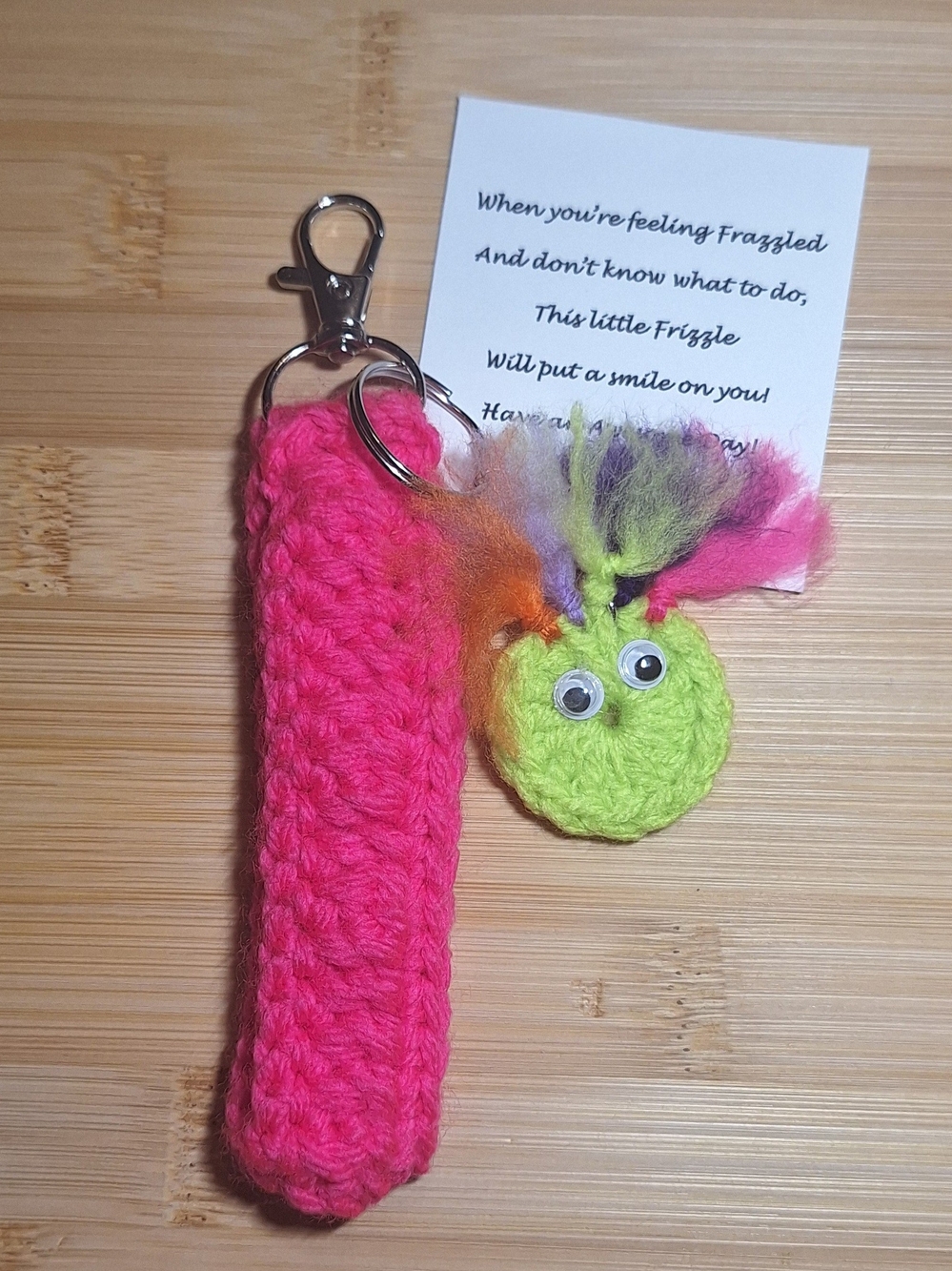Handmade Crochet Keychain Wristlet & Frizzle Set NWOT